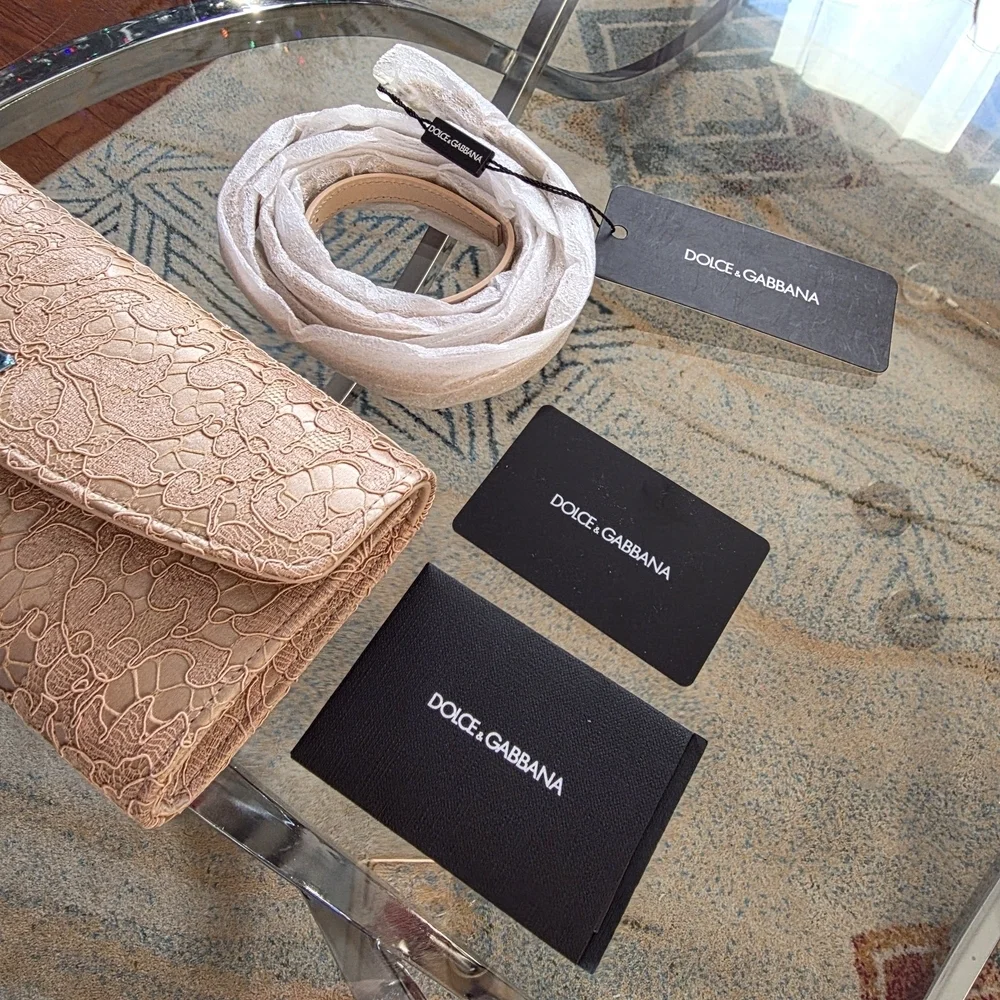 Dolce & Gabbana Pink Lace Crossbody Bag